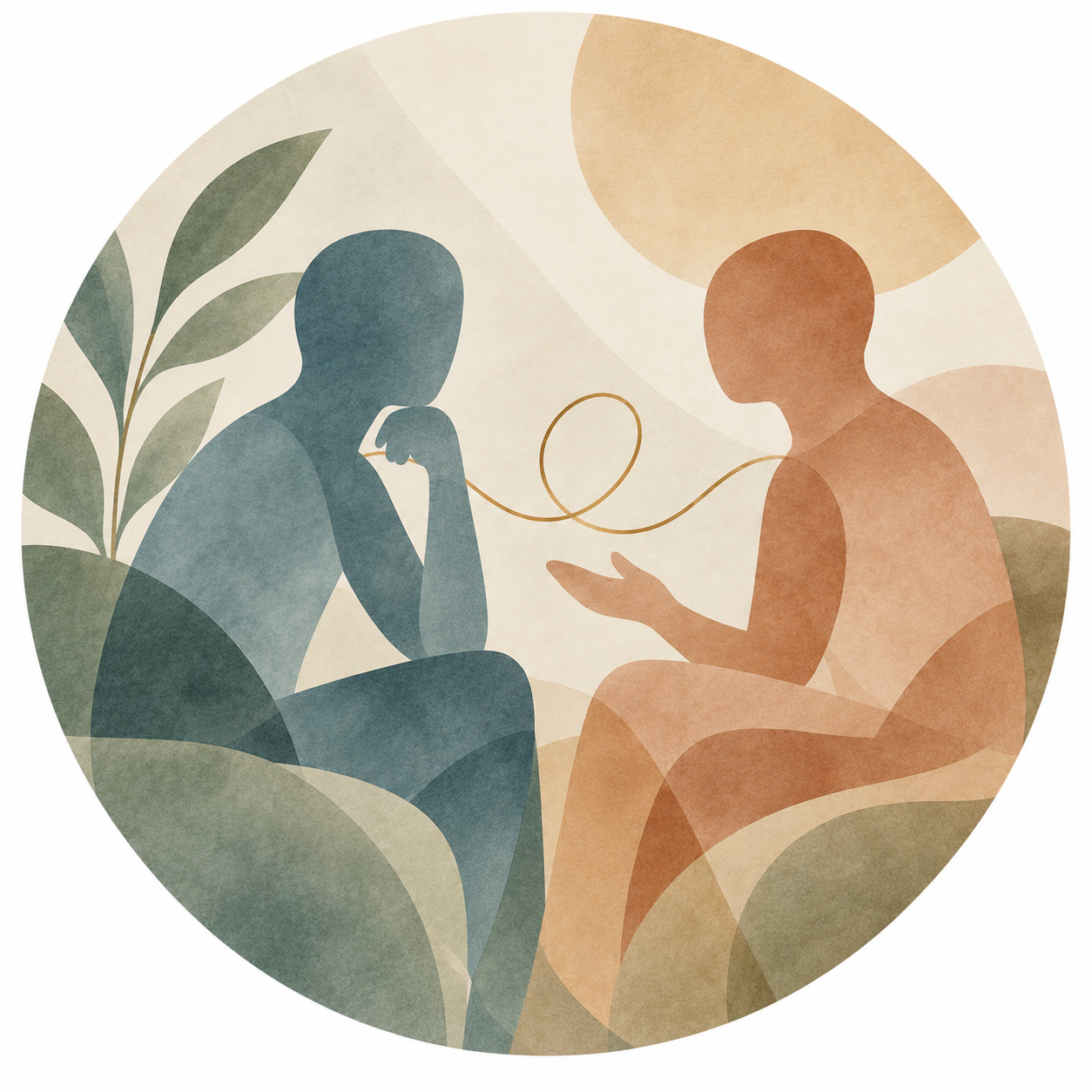 hypnosepsychotherapie-mank.jpg Illustration eines therapeutischen Gesprächs in der Psychotherapie in Mank